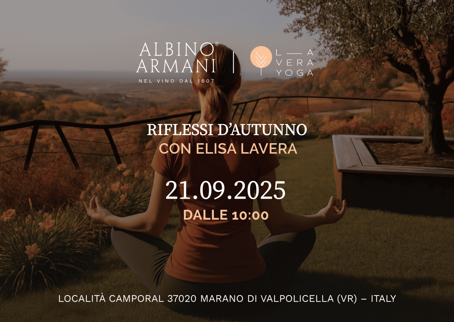 Riflessi d'autunno Lavera Yoga Evento estivo Albino Armani 4 Settembre 2025 Yoga in Valpolicella